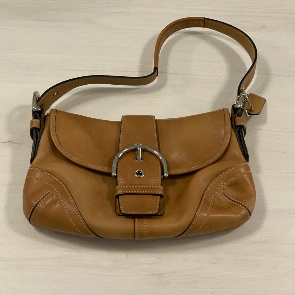 Tan Coach Buckle Handbag